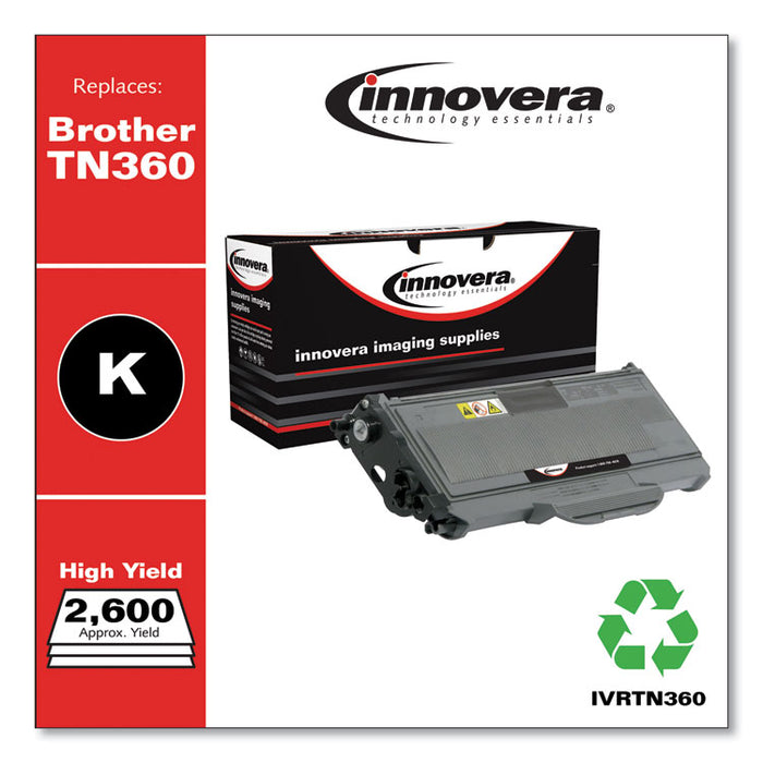 Remanufactured Black High-Yield Toner Cartridge, Replacement for Brother TN360, 2,600 Page-Yield