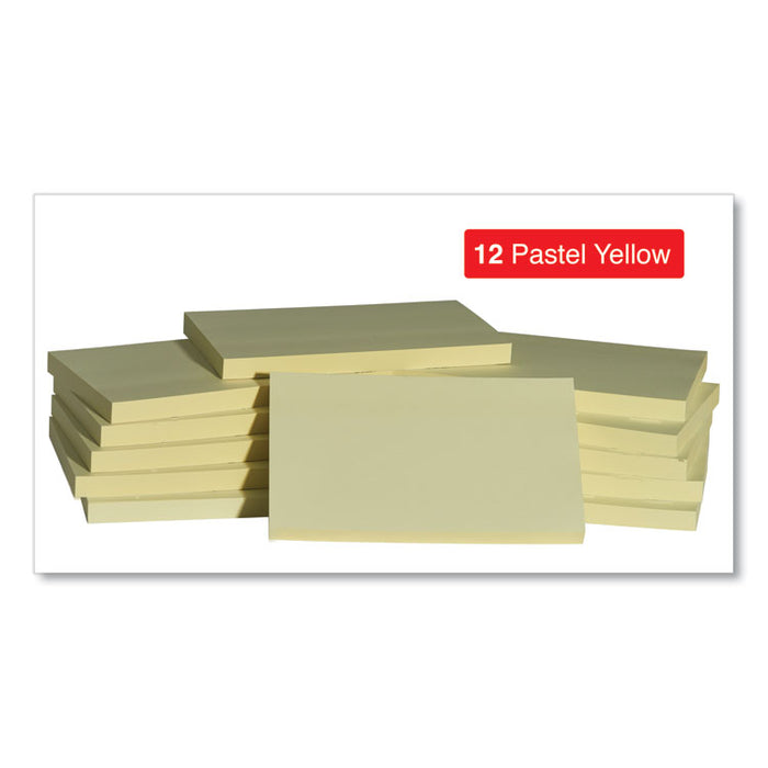 Self-Stick Note Pad Value Pack, 3" x 5", Yellow, 100 Sheets/Pad, 18 Pads/Pack
