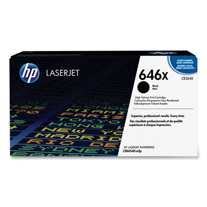 HP 646X, (CE264X) High Yield Black Original LaserJet Toner Cartridge