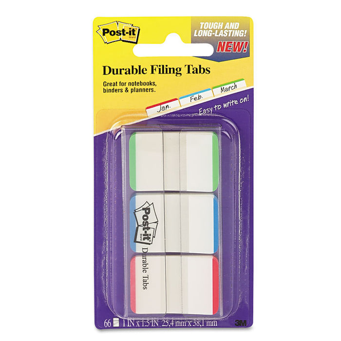 1" Tabs, 1/5-Cut Tabs, Lined, Assorted Primary Colors, 1" Wide, 66/Pack