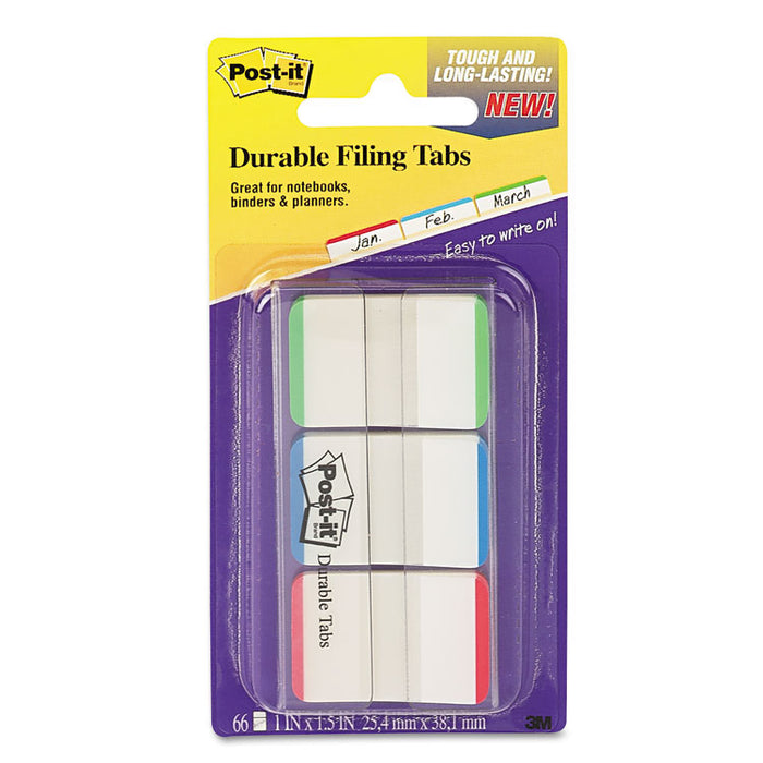 1" Tabs, 1/5-Cut Tabs, Lined, Assorted Primary Colors, 1" Wide, 66/Pack