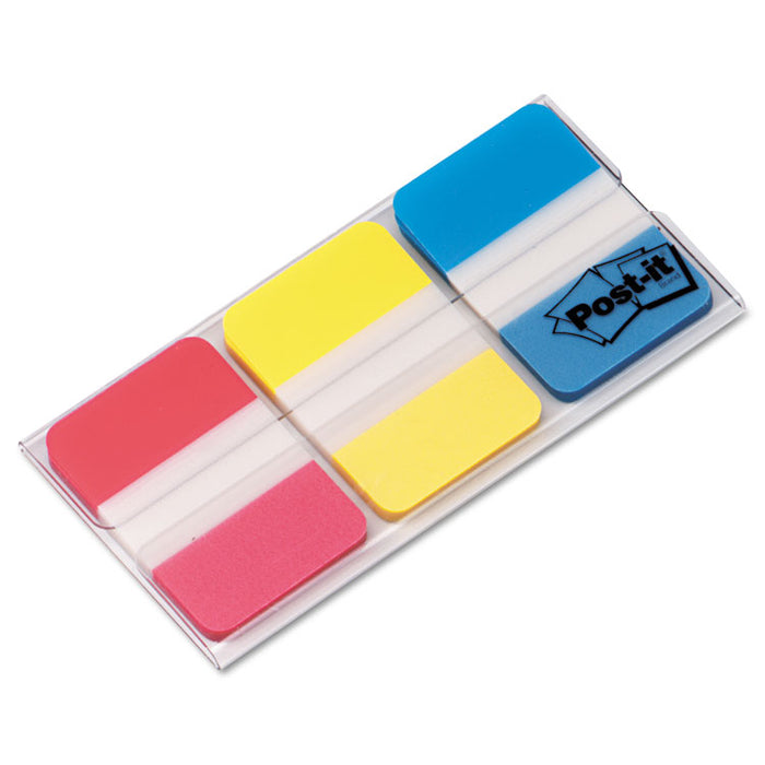 1" Plain Solid Color Tabs, 1/5-Cut, Assorted Primary Colors, 1" Wide, 66/Pack