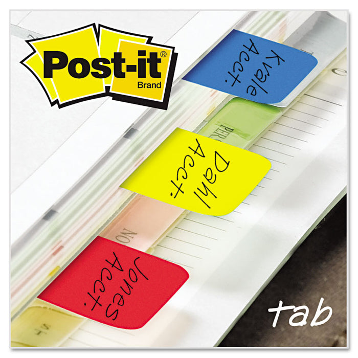 1" Plain Solid Color Tabs, 1/5-Cut, Assorted Primary Colors, 1" Wide, 66/Pack