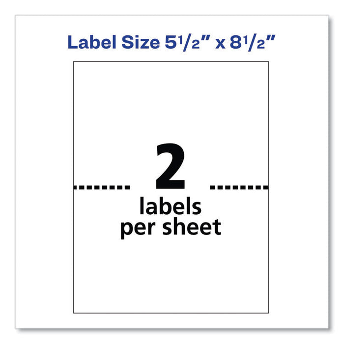 Shipping Labels w/ TrueBlock Technology, Inkjet Printers, 5.5 x 8.5, White, 2/Sheet, 25 Sheets/Pack