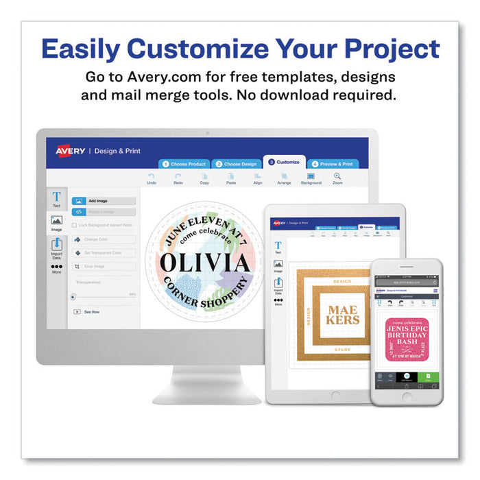 Shipping Labels w/ TrueBlock Technology, Inkjet/Laser Printers, 3.33 x 4, White, 6/Sheet, 500 Sheets/Box