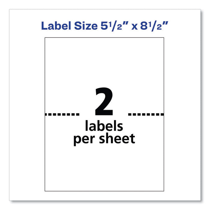 Shipping Labels w/ TrueBlock Technology, Laser Printers, 5.5 x 8.5, White, 2/Sheet, 100 Sheets/Box