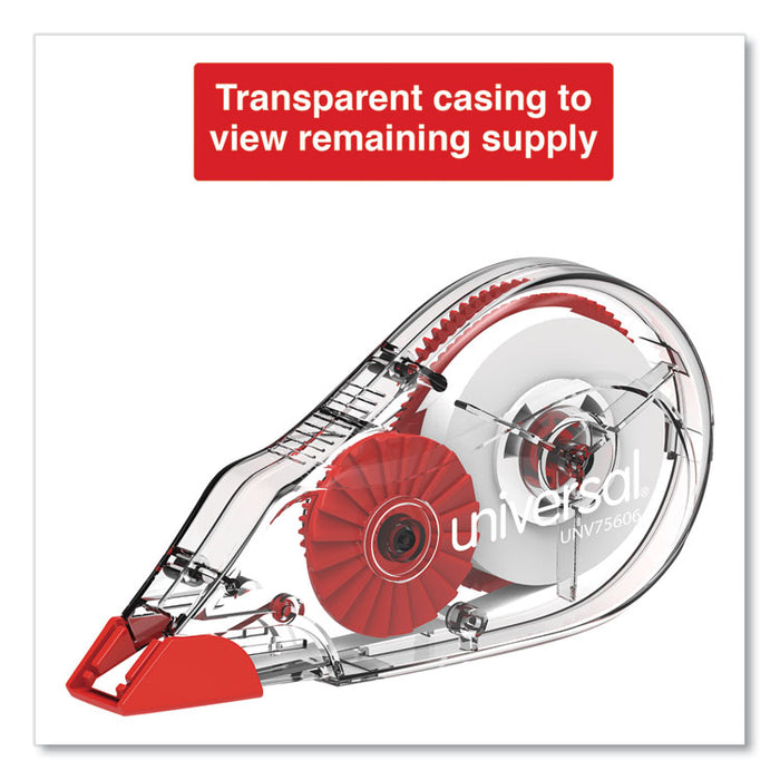 Correction Tape Dispenser, Non-Refillable, White Applicator, 0.2" x 315", 6/Pack