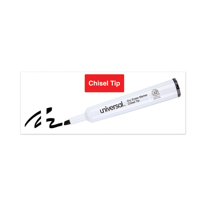 Dry Erase Marker, Broad Chisel Tip, Black, Dozen