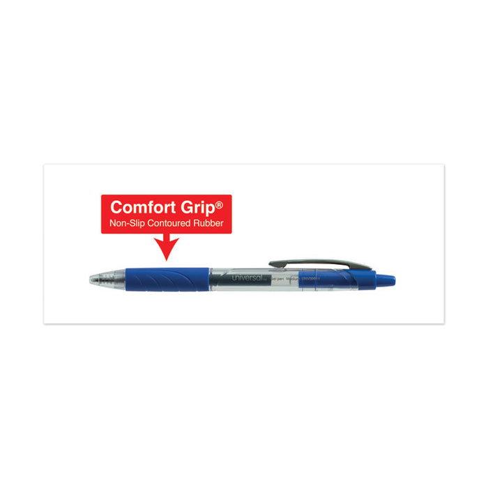 Comfort Grip Retractable Gel Pen, 0.7mm, Blue Ink, Clear/Blue Barrel, 36/Pack