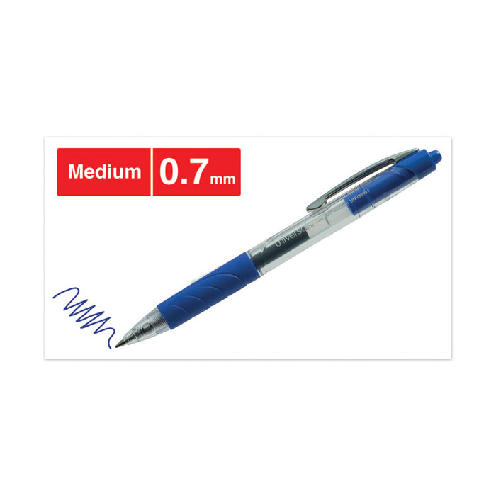 Comfort Grip Retractable Gel Pen, 0.7mm, Blue Ink, Clear/Blue Barrel, 36/Pack