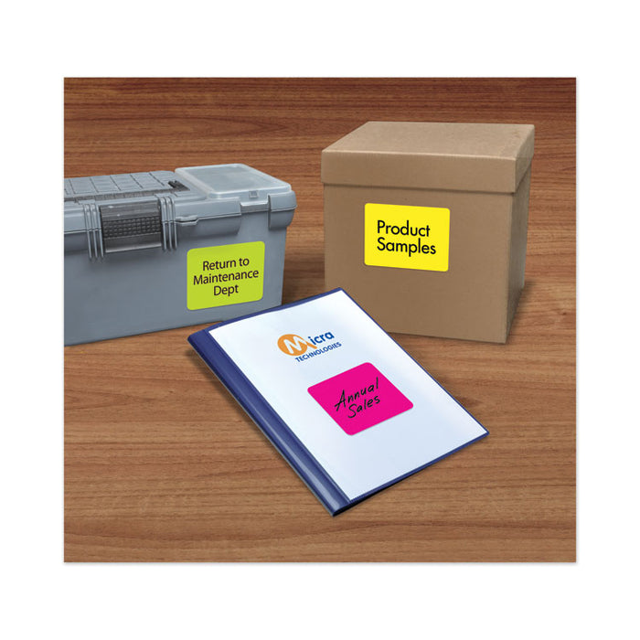 High-Vis Removable Laser/Inkjet ID Labels w/ Sure Feed, 3 1/3 x 4, Neon, 72/PK