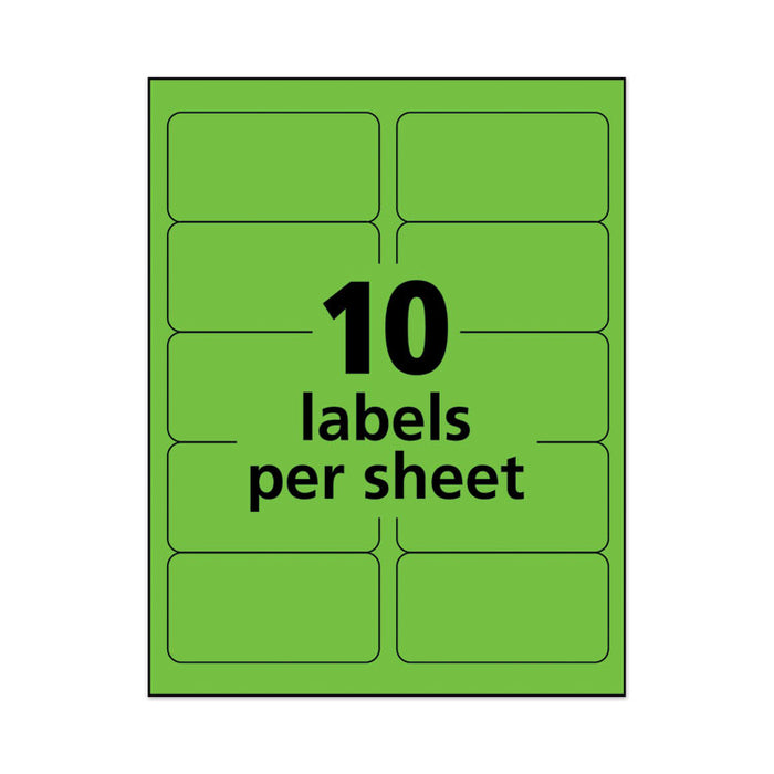 High-Visibility Permanent Laser ID Labels, 2 x 4, Neon Green, 1000/Box