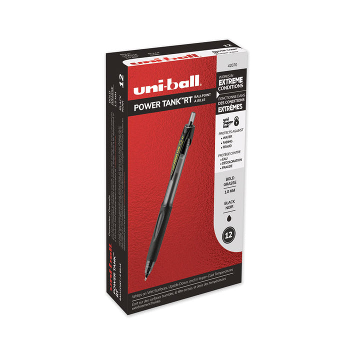 Power Tank RT Retractable Ballpoint Pen, 1mm, Black Ink, Smoke/Black Barrel, Dozen