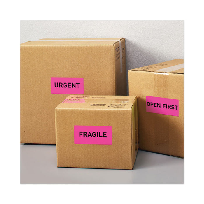 High-Visibility Permanent Laser ID Labels, 2 x 4, Neon Magenta, 1000/Box