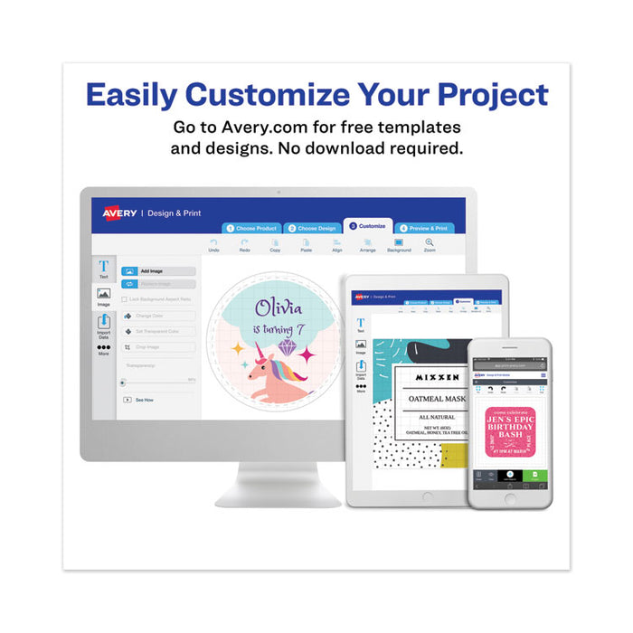 Permanent Laser Print-to-the-Edge ID Labels w/SureFeed, 1 2/3"dia, White, 600/PK