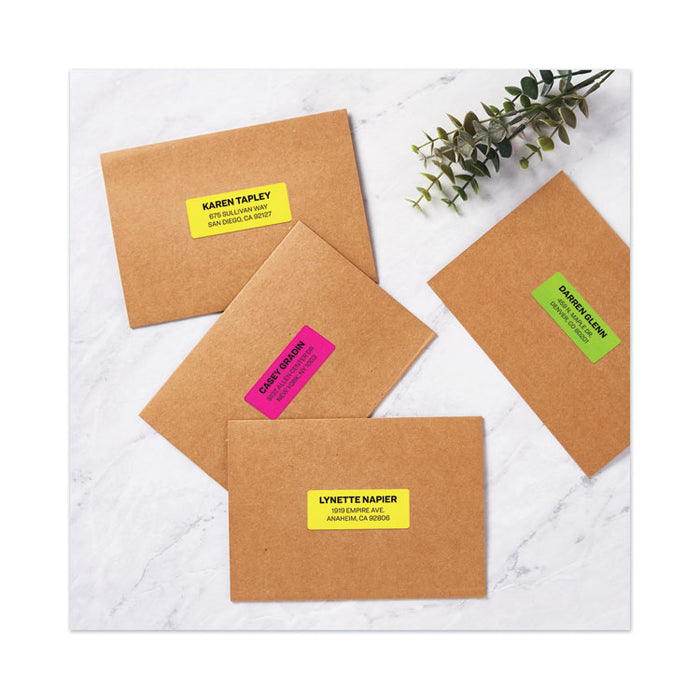 High-Visibility Permanent Laser ID Labels, 1 x 2 5/8, Asst. Neon, 450/Pack