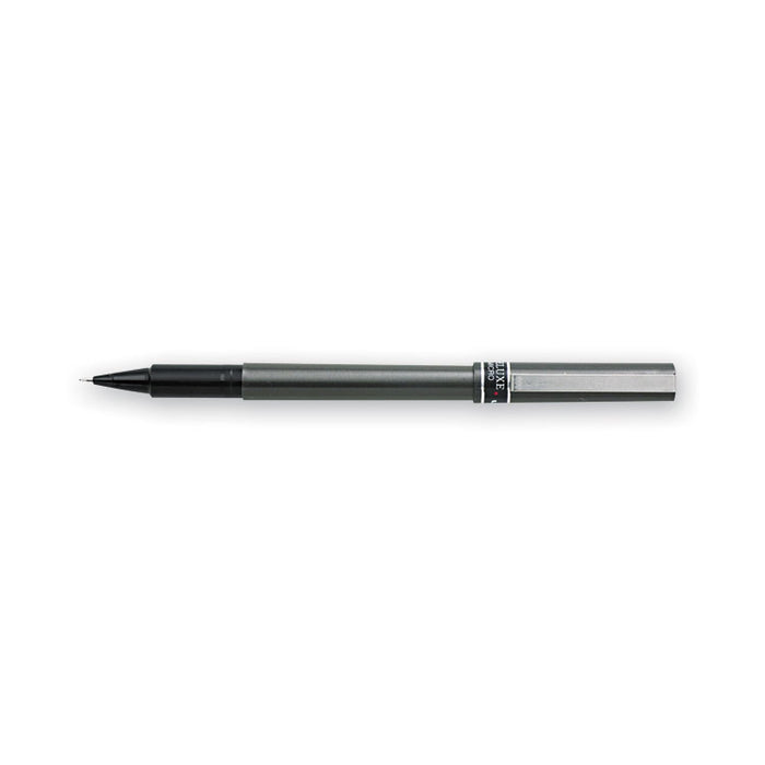 Deluxe Stick Roller Ball Pen, Micro 0.5mm, Black Ink, Metallic Gray Barrel, Dozen