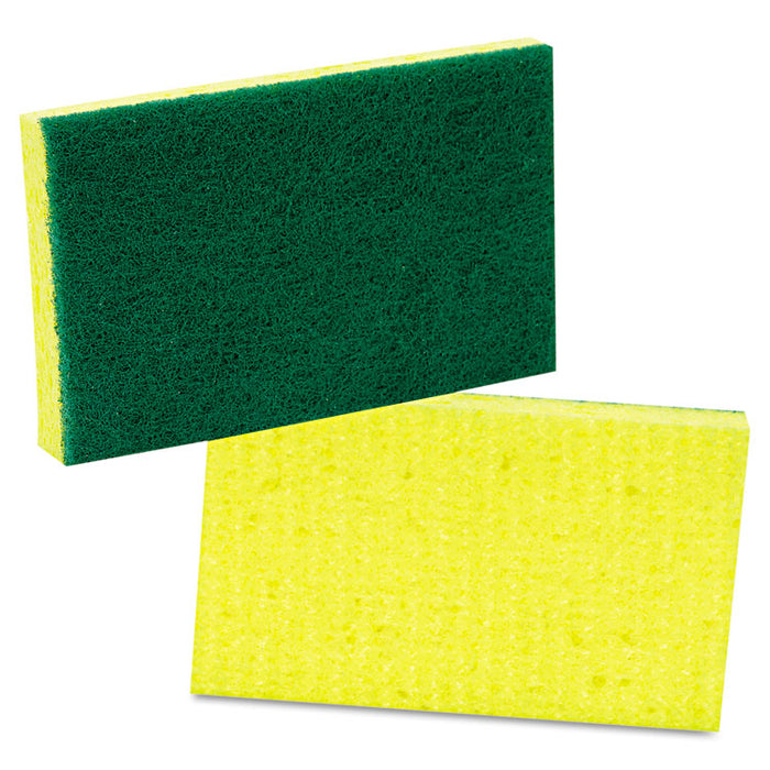Medium-Duty Scrubbing Sponge, 3.6 x 6.1, 0.7" Thick, Yellow/Green, 20/Carton