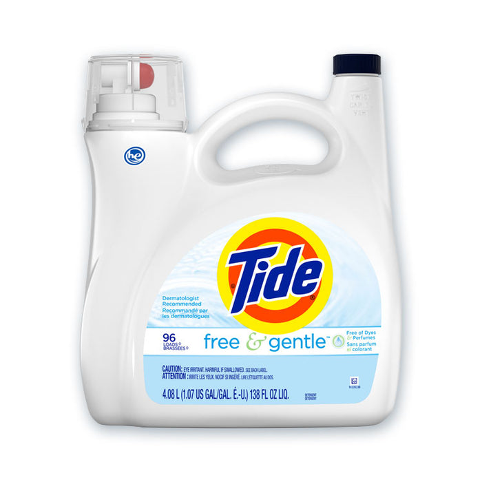 Free and Gentle Liquid Laundry Detergent, 96 Loads, 138 oz Pump Bottle, 4/Carton