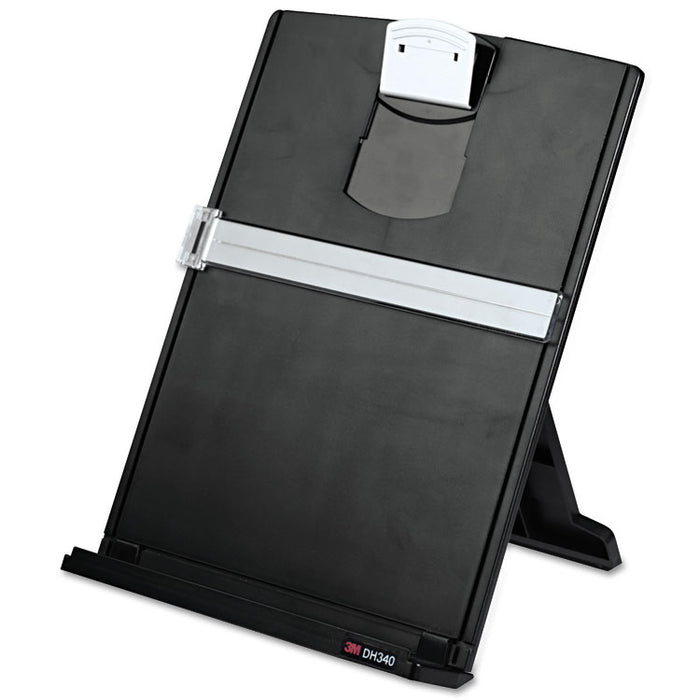 Fold-Flat Freestanding Desktop Copyholder, 150 Sheet Capacity, Plastic, Black/Silver Clip