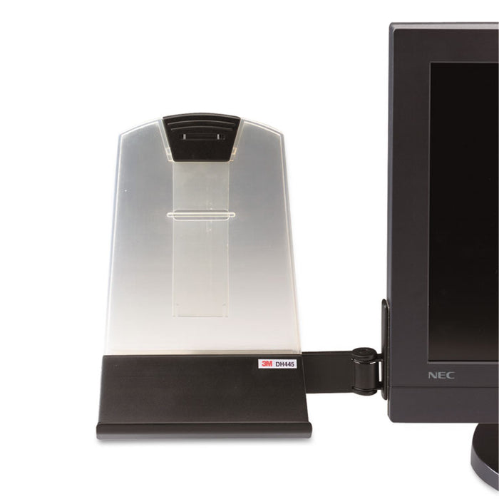 Clip Copyholder, Flat Panel Monitor Mount, Plastic, Holds 35 Sheets, Black/Clear