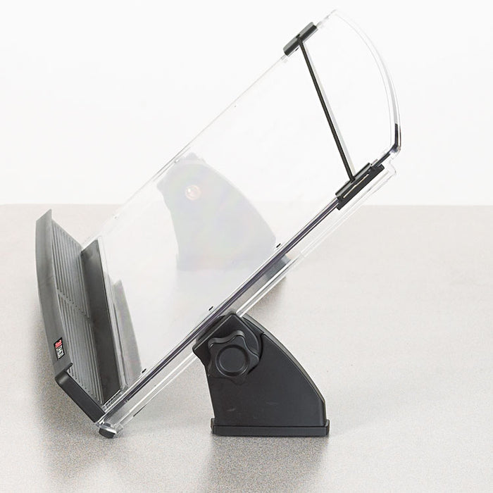 In-Line Adjustable Desktop Copyholder,150 Sheet Capacity, Plastic, Black/Clear