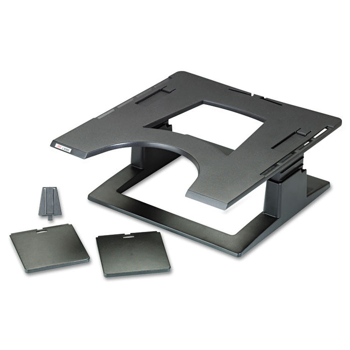 Adjustable Notebook Riser, 13" x 13" x 4" to 6", Black, Supports 20 lbs