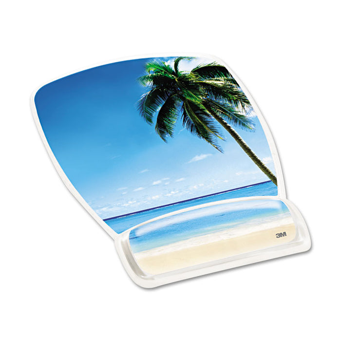Fun Design Clear Gel Mouse Pad with Wrist Rest, 6.8 x 8.6, Beach Design