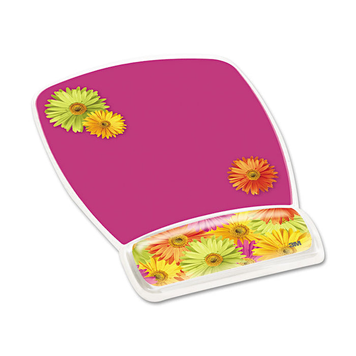 Fun Design Clear Gel Mouse Pad with Wrist Rest, 6.8 x 8.6, Daisy Design