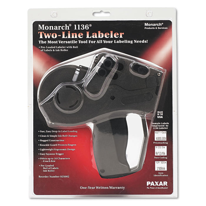Pricemarker, Model 1136, 2-Line, 8 Characters/Line, 5/8 x 7/8 Label Size