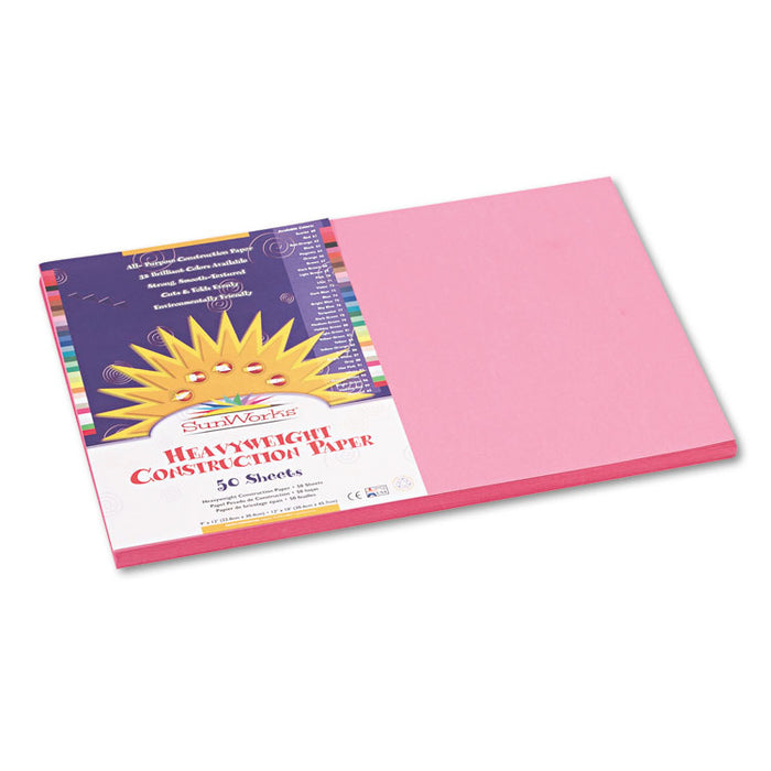Construction Paper, 58 lb Text Weight, 12 x 18, Pink, 50/Pack