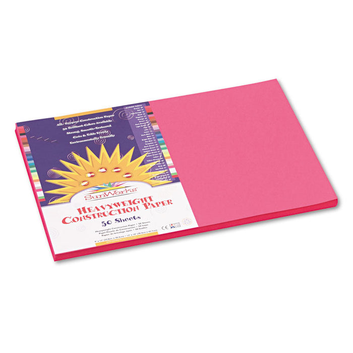 Construction Paper, 58 lb Text Weight, 12 x 18, Hot Pink, 50/Pack