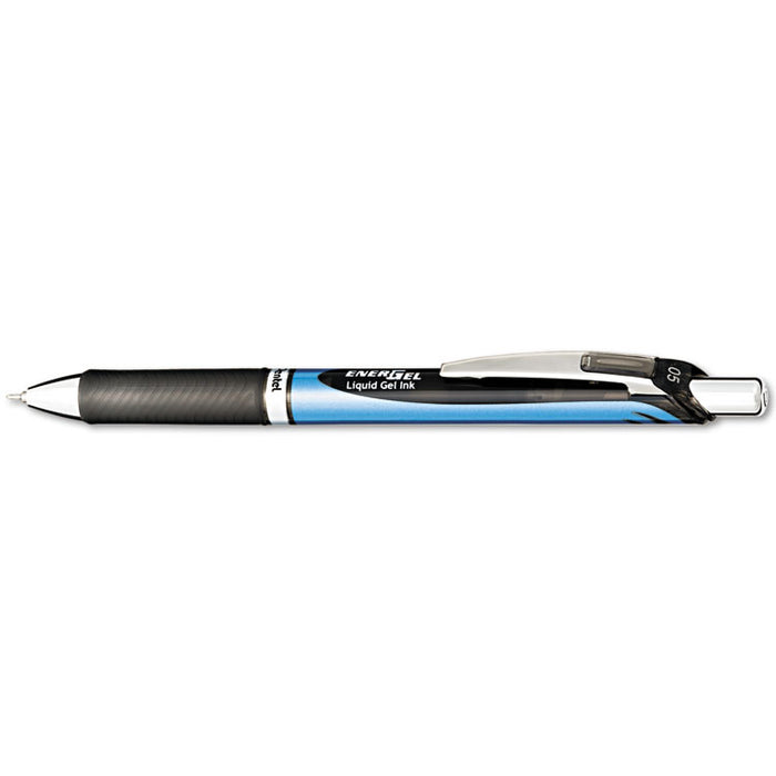 EnerGel RTX Gel Pen, Retractable, Fine 0.5 mm Needle Tip, Black Ink, Silver/Black Barrel