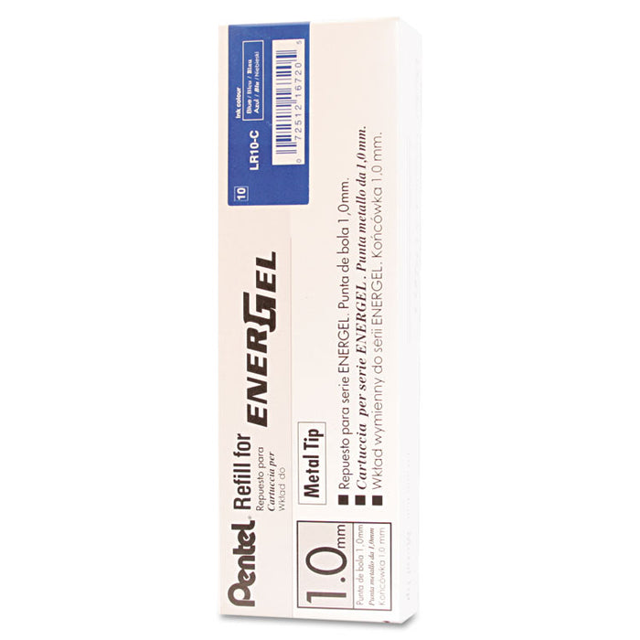 Refill for Pentel EnerGel Retractable Liquid Gel Pens, Conical Tip, Bold Point, Blue Ink