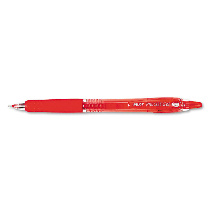 Precise Gel BeGreen Gel Pen, Retractable, Fine 0.7 mm, Red Ink, Red Barrel, Dozen