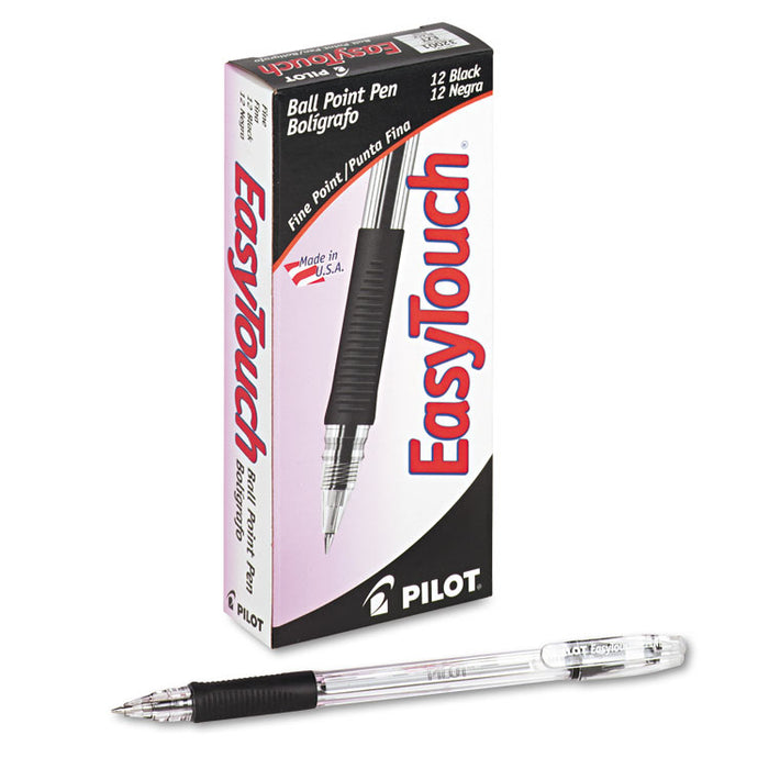 EasyTouch Ballpoint Pen, Stick, Fine 0.7 mm, Black Ink, Clear Barrel, Dozen