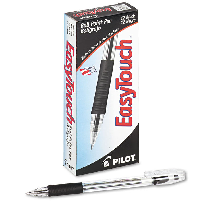 EasyTouch Ballpoint Pen, Stick, Medium 1 mm, Black Ink, Clear Barrel, Dozen