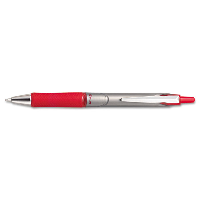 Acroball Pro Retractable Ballpoint Pen, 1mm, Red Ink, Silver Barrel, Dozen