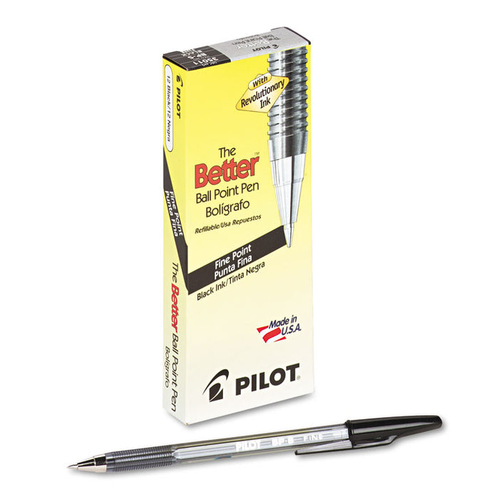 Better Ballpoint Pen, Stick, Fine 0.7 mm, Black Ink, Smoke Barrel, Dozen
