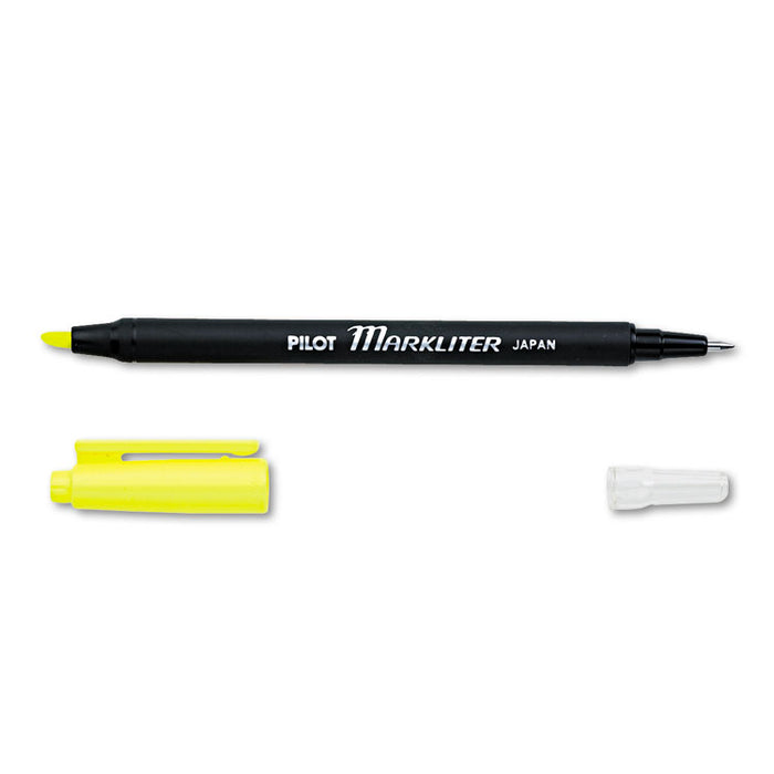 Markliter Ball Pen & Highlighter, Chisel/Conical Tip, Fluorescent Yellow/Black
