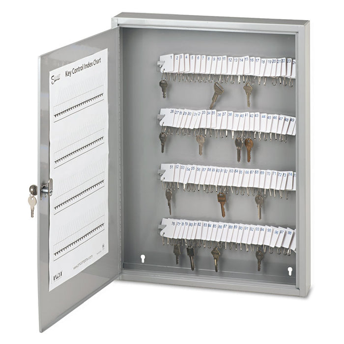 Locking Key Cabinet, 100-Key, Steel, Gray, 16.5 x 3 x 22.5