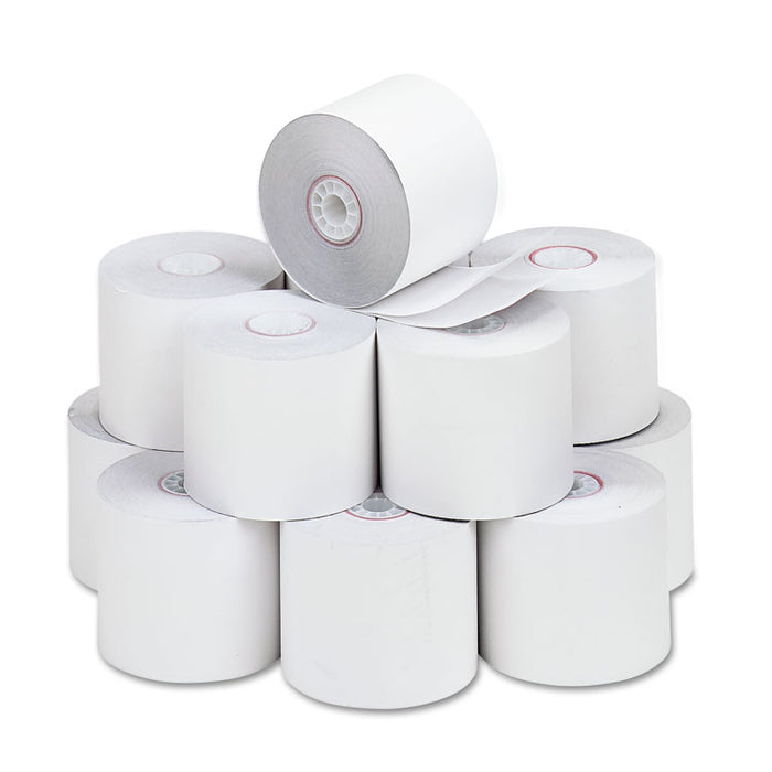 Impact Printing Carbonless Paper Rolls, 2.25" x 90 ft, White/White, 12/Pack