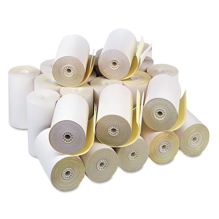 Impact Printing Carbonless Paper Rolls, 4.5" x 90 ft, White/Canary, 24/Carton