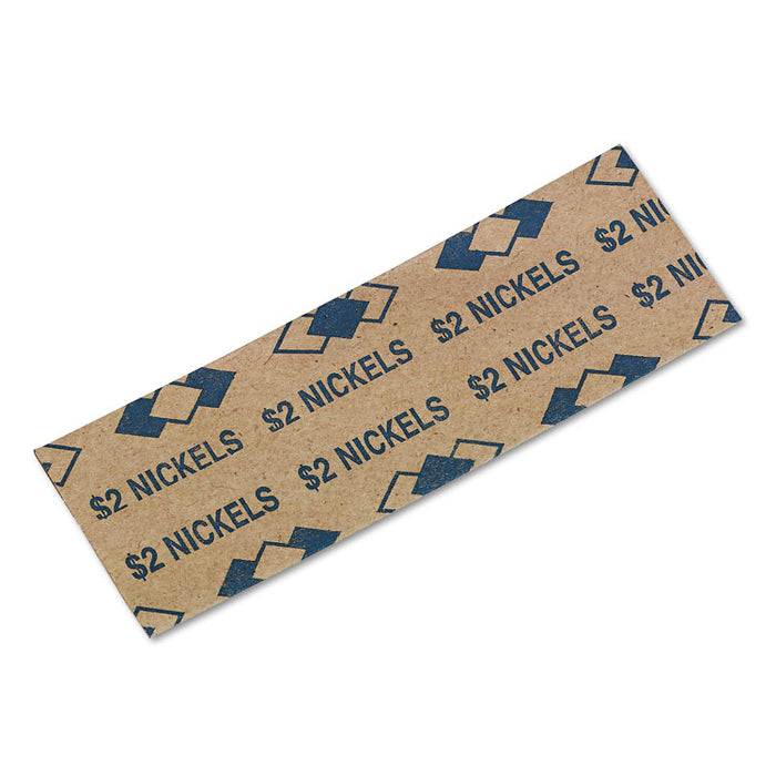 Tubular Coin Wrappers, Nickels, $2, Pop-Open Wrappers, 1000/Pack