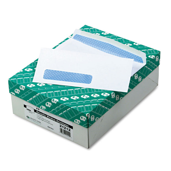 Security Tint Window Envelope, #9, Commercial Flap, Gummed Closure, 3.88 x 8.88, White, 500/Box