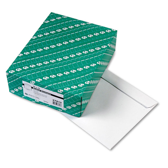Open-Side Booklet Envelope, #13 1/2, Cheese Blade Flap, Gummed Closure, 10 x 13, White, 100/Box