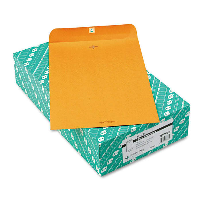 Clasp Envelope, #15, Cheese Blade Flap, Clasp/Gummed Closure, 10 x 15, Brown Kraft, 100/Box