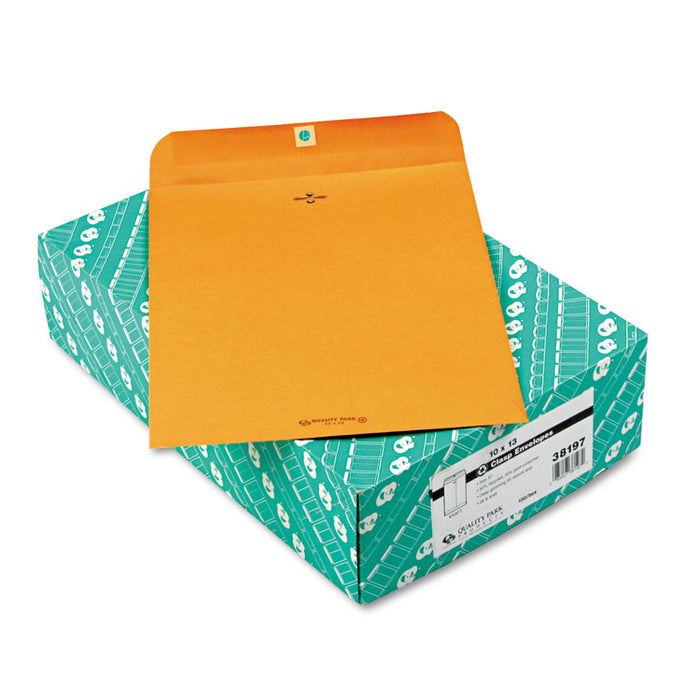 Clasp Envelope, 28 lb Bond Weight Kraft, #97, Square Flap, Clasp/Gummed Closure, 10 x 13, Brown Kraft, 100/Box