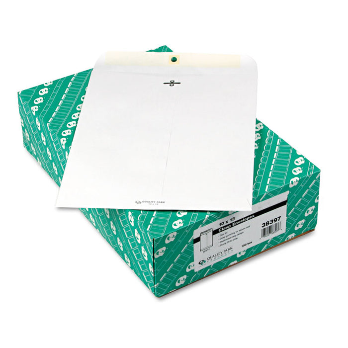 Clasp Envelope, #97, Cheese Blade Flap, Clasp/Gummed Closure, 10 x 13, White, 100/Box