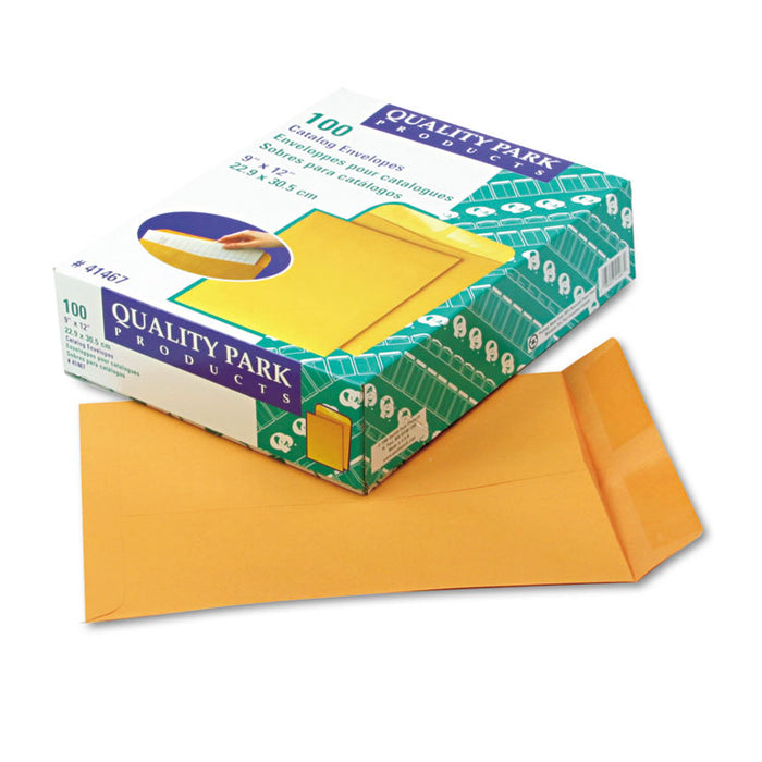 Catalog Envelope, 28 lb Bond Weight Kraft, #10 1/2, Square Flap, Gummed Closure, 9 x 12, Brown Kraft, 100/Box